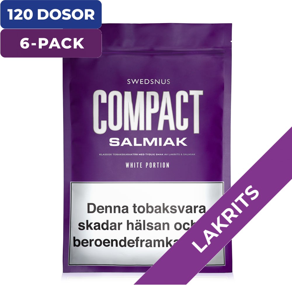 6-Pack Salmiak Compact 400 White Portion 6-Pack Salmiak Compact 400 White Portion